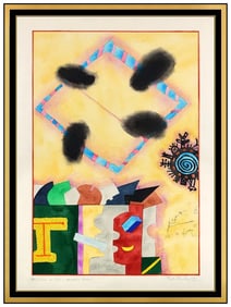 Martin Bradley Signed Original Gouache Abstract Painting on Paper Framed Art