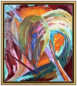 George Peck Signed Original Abstract Painting on Canvas Framed Art