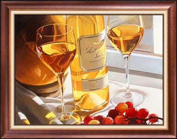 Thomas Stiltz Signed Large Giclee Sautern Grapes White Wine on Canvas Art