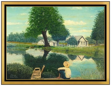 John Philip Falter Signed Original Oil Figure Painting on Board Framed Art