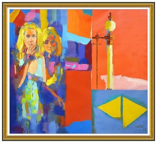 Nicola Simbari Signed Original Large Oil Figurative Painting on Canvas Art