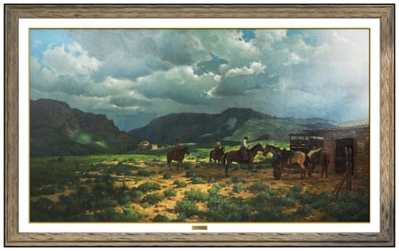 Robert Summers Signed Original Oil Western Landscape Painting on Board Framed
