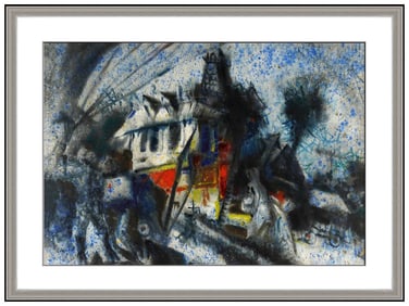 Emil Kosa Jr Signed Original Gouache House Architecture Painting Framed Art