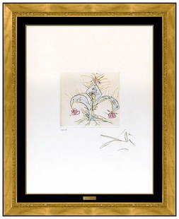Salvador Dali Signed Original Lillie Color Etching Flower Framed Art: This Lot Includes:Gallery Coa & Free Domestic Shipping (*Insurance And International Shipping For An Additional charge)Artist: Salvador DaliTitle: LillieMedium: EtchingSize: 15&rdquo; X 11 &frac14;&rd