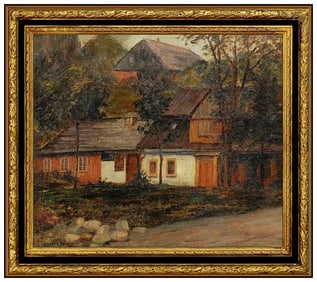 Walter Farndon Signed Original Oil Rural Landscape Painting on Board Framed