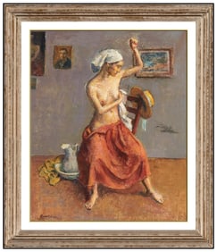 Robert Brackman Signed Original Oil Lady Portrait Painting on Canvas Framed
