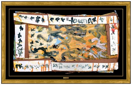 Purvis Young Signed Original Oil Modern Abstract Painting on Board Framed