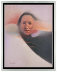 David Johns Signed Original Pastel Figures Painting on Paper Framed Art