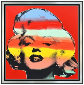 Steve Kaufman Signed Large Embellished Screenprint Marilyn Monroe on Canvas