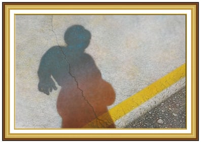 Mark English Signed Original Large Oil Figure Shadow Painting on Board Framed