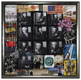 Peter Tunney Signed Original Large Mixed Media Andy Warhol Collage Painting