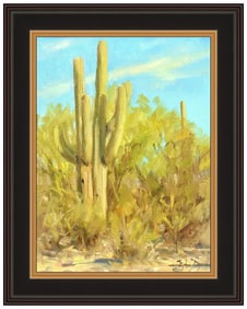 Stephen Day Signed Original Oil Desert Landscape Painting on Board Framed