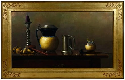 William O. Ewing III Signed Original Large Oil Still Life Painting on Canvas