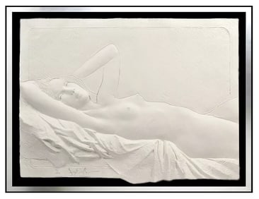Frank Gallo Signed Original Cast Paper Reclining Nude Relief Sculpture Art