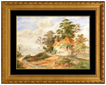 Thomas Richard Hofland Signed Original Watercolor Landscape Painting Framed