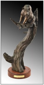 Peter Rice Jones Original Watchin For Danger Bronze Wildlife Sculpture Signed