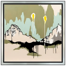 Wendy White Signed Original Large Acrylic Modern Landscape Painting on Canvas