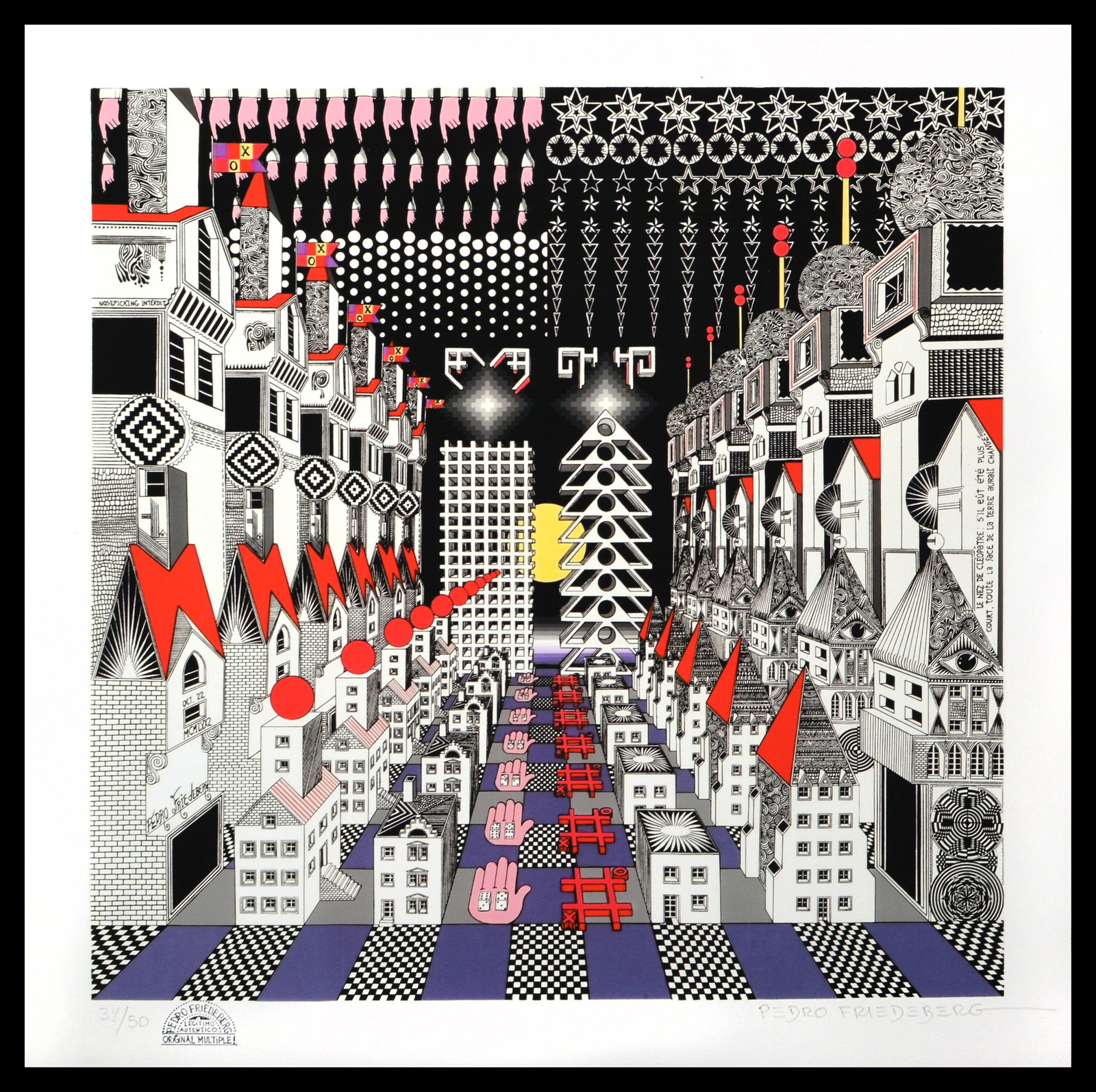 Pedro Friedeberg Signed La Nariz de Cleopatra Color Serigraph Abstract Cityscape (1 of 10)