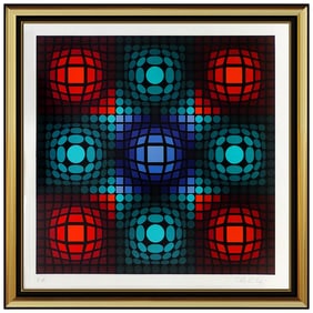 Victor Vasarely Signed Dyevat Color Silkscreen Modern Optical Illusion Art