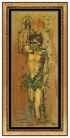 John Morris Signed Original Oil Boy Portrait Painting on Board Framed Art