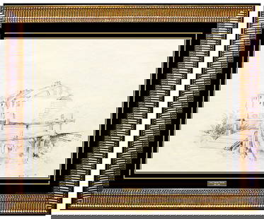 Louis Comfort Tiffany Signed Original LCT Architecture Drawing Antique Art: This lot includes:Gallery COA & free domestic shipping (*insurance and international shipping for an additional charge)Artist: Louis Comfort TiffanyTitle: Footbridge to HomeMedium: Graphite DrawingSiz