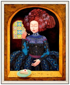 Irina Gonzalez Signed Original Large Acrylic Female Portrait Painting on Canvas