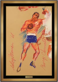 Leroy Neiman Signed Original Acrylic Boxing Sports Painting on Board Framed