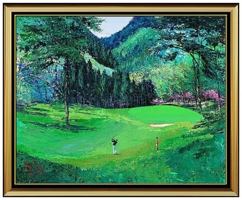 Mark King Signed Original Acrylic Golf Sports Painting on Canvas Large Art