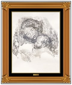 Pierre Auguste Renoir Signed Maternite Grande Planche Lithograph Portrait Art
