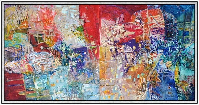 Paige Harvey Signed Original Large Oil Abstract Painting on Canvas Framed Art (1 of 5)