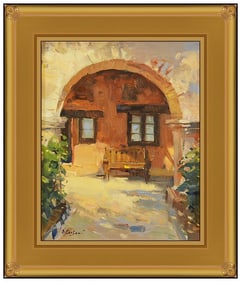 Dan Goozee Signed Original Oil Architecture Painting on Board Framed Art