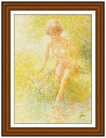 Louis Fabien Signed Original Oil Female Figurative Painting on Canvas Framed