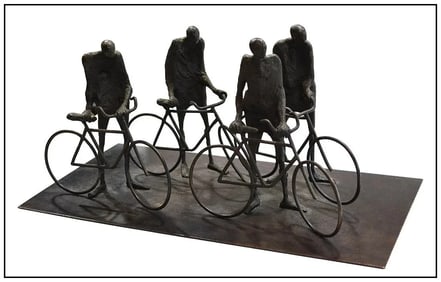 Cornelis Zitman Signed Original Bronze Figurative Bicycle Sculpture Art