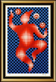 Victor Vasarely Signed Original Color Screenprint Juggler Op Illusion Art