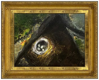 Nicholas Coleman Signed Original Rare Oil Nature Painting on Board Framed Art