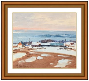 Terry Tomalty Signed Original Oil Landscape Water Painting on Board Framed