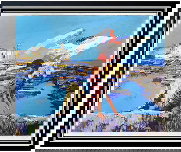 Nicola Simbari Signed Original Large Color Silkscreen Nino Seascape Art: This lot includes:Gallery COA & free domestic shipping (*insurance and international shipping for an additional charge)Artist: Nicola SimbariTitle: NinoMedium: SilkscreenSize: 33" x 41"Framed: 42" x 5
