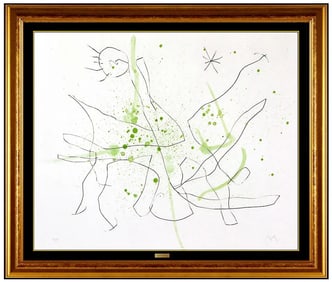 Joan Miro Signed Original Etching Aquatint Flux L'Aimant Abstract Framed Art