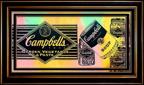 Steve Kaufman Signed Original Oil Campbellās Soup Painting on Canvas Art