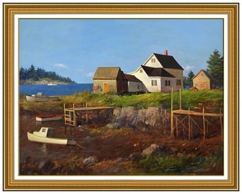 Rudolph Rudy Colao Signed Original Oil Sea Landscape Painting on Canvas Framed
