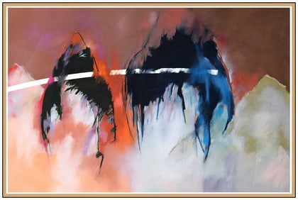 Cynthia Knapp Signed Original Large Abstract Landscape Painting Framed Art