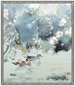 Hu Chi Chung Signed Original Large Oil Landscape Painting on Canvas Framed