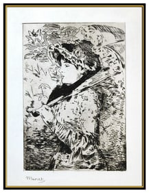 Edouard Manet Original Etching Signed Jeanne Le Printemps Female Framed Artwork