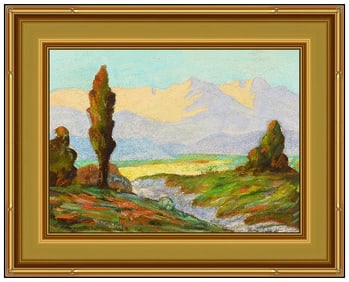 Karl Schmidt Signed Original Oil Western Landscape Painting on Board Framed
