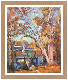 Robert Gruppe Signed Original Oil Landscape Painting on Canvas Framed Art