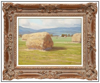 Jason Benjamin Signed Original Oil Rural Landscape Painting on Canvas Board