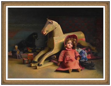 Sid Sidney Willis Signed Original Large Oil Still Life Painting on Canvas Framed