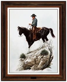 Chuck De Haan Signed Original Oil Western Cowboy Horse Painting on Board