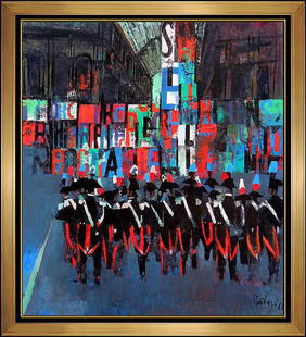 Nicola Simbari Signed Original Large Oil Italian Painting on Canvas Art: This lot includes:Gallery COA & free domestic shipping (*insurance and international shipping for an additional charge)Artist: Nicola Simbari Title: Gendarmerie in PiazzaMedium: Oil Painting on Canvas