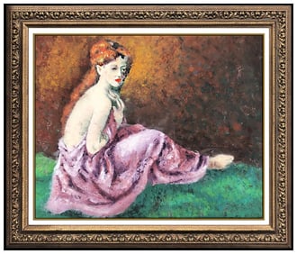 Robert Philipp Signed Original Pastel Female Portrait Painting on Board Framed